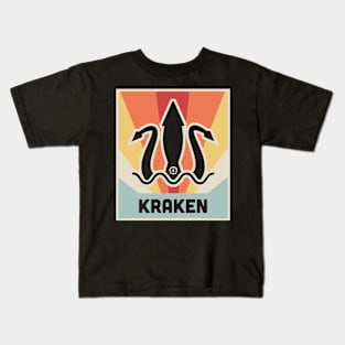 Vintage Style Squid Kraken Poster Kids T-Shirt